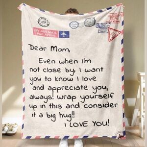 Dear Mom Airmail Blanket Throw 65”x50”